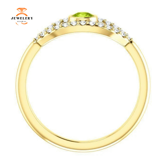 14KT GOLD 0.22 CT PERIDOT & 0.48 CTW WHITE SAPPHIRE EVIL EYE RING - Image 10