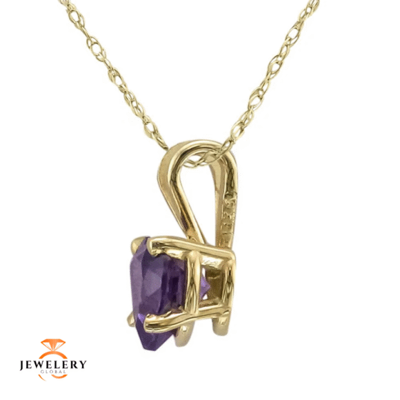 14KT GOLD HEART AMETHYST NECKLACE - Image 2