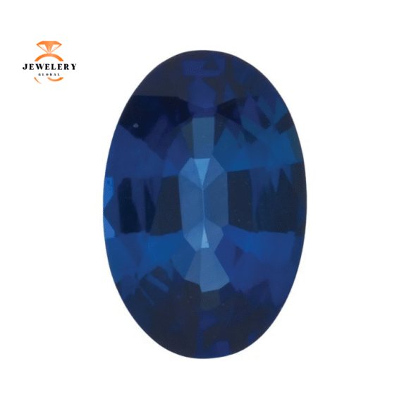 14KT GOLD 2.10 CTW SAPPHIRE & 0.10 CTW DIAMOND 3 STONE OVAL HALO RING - Image 6