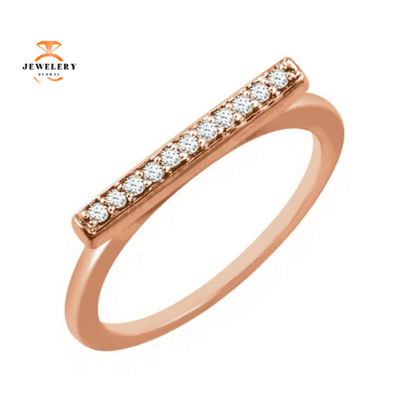 14KT GOLD 1/10 CTW DIAMOND BAR RING - Image 5