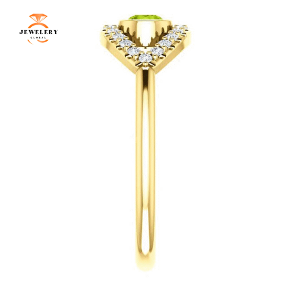 14KT GOLD 0.22 CT PERIDOT & 0.48 CTW WHITE SAPPHIRE EVIL EYE RING - Image 12