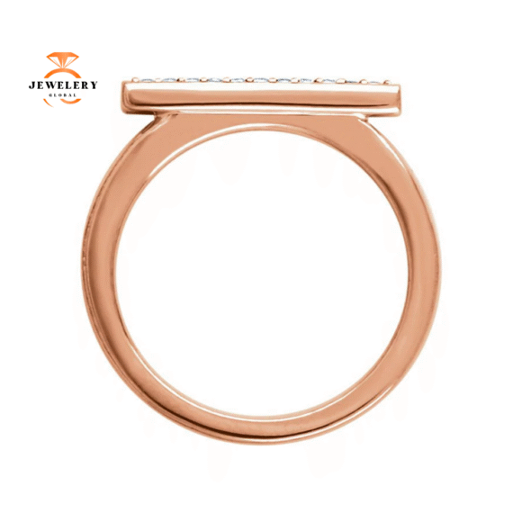 14KT GOLD 1/10 CTW DIAMOND BAR RING - Image 6