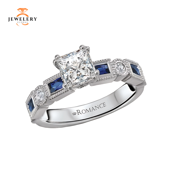 14KT 0.50 CTW SAPPHIRE & 1.12 CTW DIAMOND ACCENT VINTAGE RING