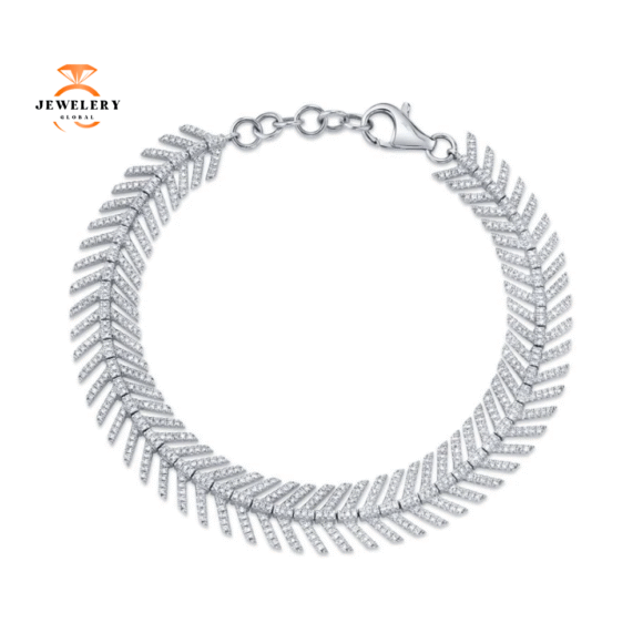 14KT GOLD 1.45 CTW DIAMOND FEATHER BRACELET - Image 2
