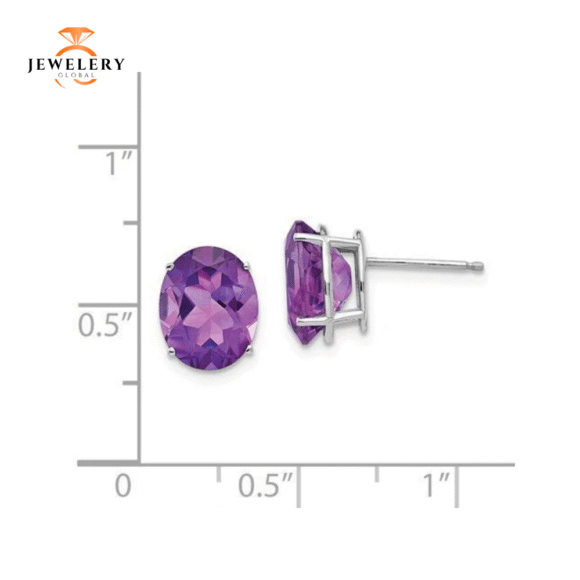 14KT GOLD OVAL AMETHYST EARRINGS - Image 4