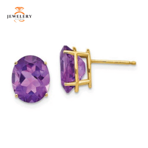 14KT GOLD OVAL AMETHYST EARRINGS