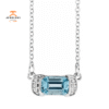 14KT GOLD 0.50 CT AQUAMARINE & .04 CTW DIAMOND NECKLACE