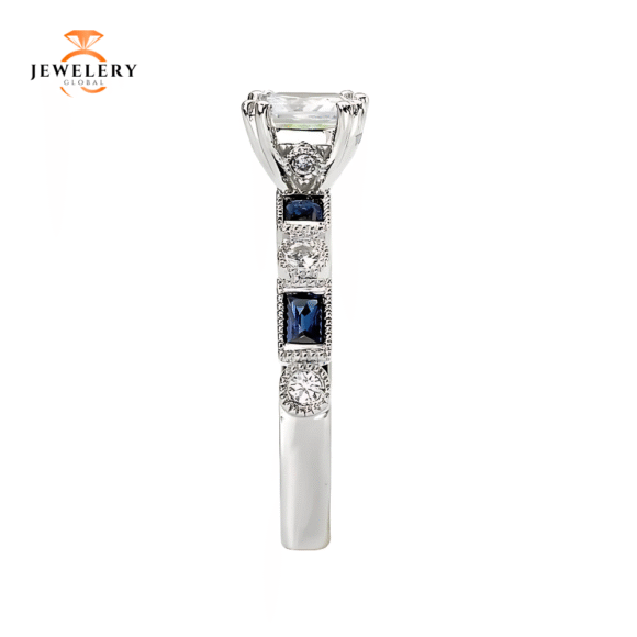 14KT 0.50 CTW SAPPHIRE & 1.12 CTW DIAMOND ACCENT VINTAGE RING - Image 3