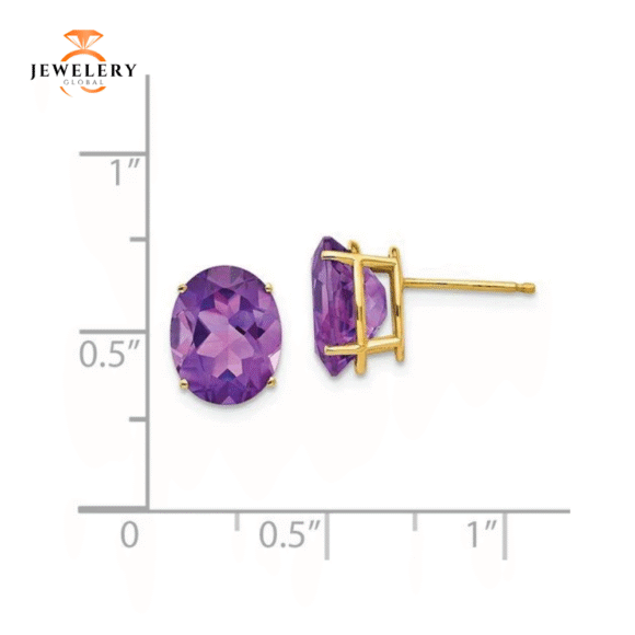14KT GOLD OVAL AMETHYST EARRINGS - Image 2