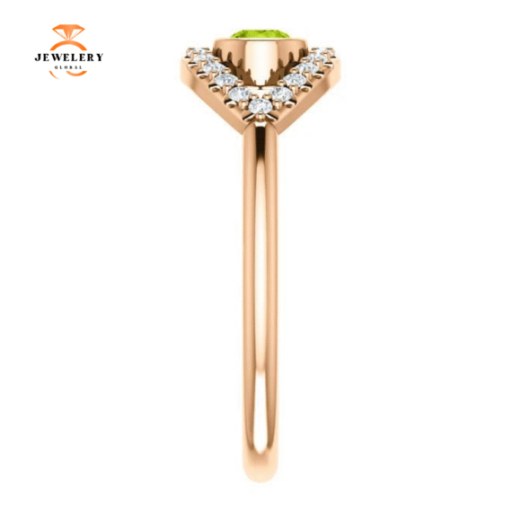 14KT GOLD 0.22 CT PERIDOT & 0.48 CTW WHITE SAPPHIRE EVIL EYE RING - Image 8
