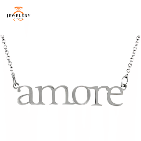 14KT GOLD "AMORE" 16.25" PENDANT NECKLACE - Image 3