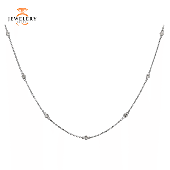 14KT 0.50CT 10 ROUND DIAMONDS BY THE YARD NECKLACE 18" - Image 2