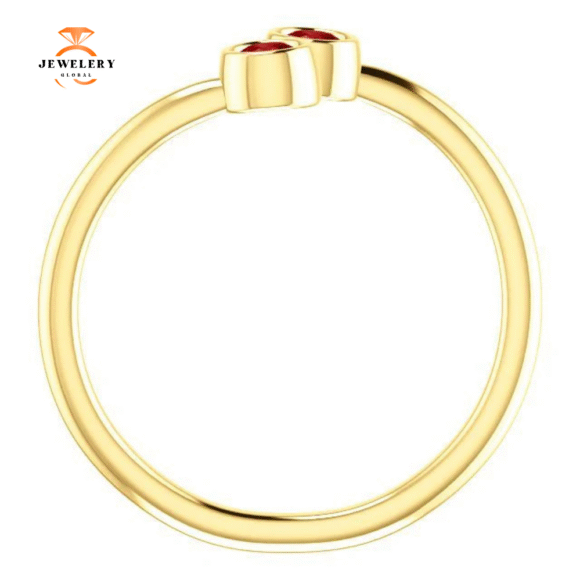 14KT GOLD .32 CTW GENUINE RUBY BEZEL-SET 2 STONE RING - Image 12