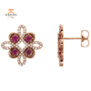 14KT GOLD RUBY & 1/4 CTW DIAMOND CLOVER EARRINGS
