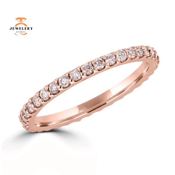 14KT ROSE GOLD 0.57 CTW LIGHT PINK DIAMOND ETERNITY BAND - Image 2