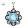 14KT WHITE GOLD 0.75 CT AQUAMARINE & .04 CTW DIAMOND VINTAGE PENDANT
