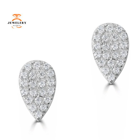 14KT GOLD 1/10 CTW DIAMOND PEAR SHAPE STUD EARRINGS - Image 2