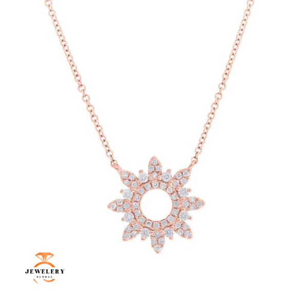 14KT GOLD 0.22 CTW DIAMOND SNOWFLAKE NECKLACE - Image 2