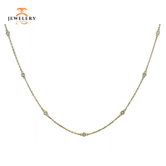 14KT 0.50CT 10 ROUND DIAMONDS BY THE YARD NECKLACE 18"