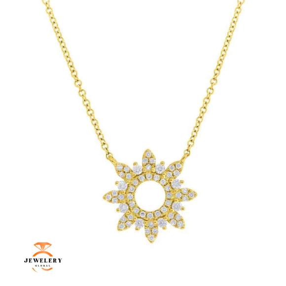 14KT GOLD 0.22 CTW DIAMOND SNOWFLAKE NECKLACE - Image 3