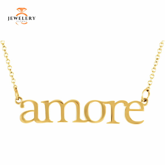 14KT GOLD "AMORE" 16.25" PENDANT NECKLACE