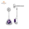 14KT 0.62 CTW AMETHYST & 0.32 CTW DIAMOND TRILLION HALO EARRINGS