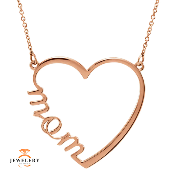 14KT GOLD "MOM" HEART NECKLACE - Image 5