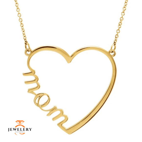 14KT GOLD "MOM" HEART NECKLACE