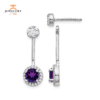 14KT 0.80 CTW AMETHYST AND 0.33 CTW DIAMOND HALO EARRINGS