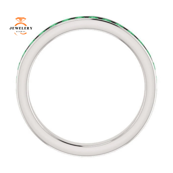 14KT GOLD 0.64 CTW EMERALD CHANNEL-SET BAND - Image 2