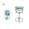 14KT GOLD 2.20 CTW OVAL AQUAMARINE EARRINGS