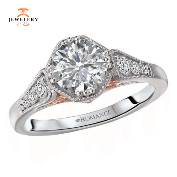 14KT 1/5 CTW DIAMOND OCTAGON VINTAGE SETTING FOR 1 CT ROUND