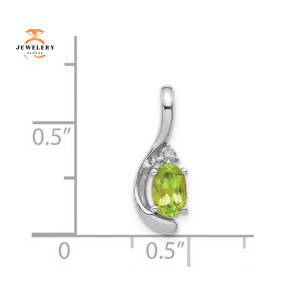 14KT GOLD DIAMOND AND OVAL PERIDOT PENDANT - Image 2