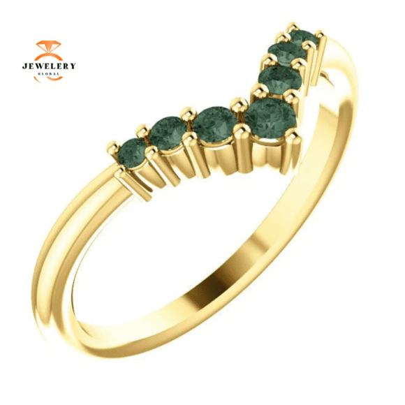 14KT GOLD GENUINE 0.23 CTW ALEXANDRITE GRADUATED "V" RING - Image 10