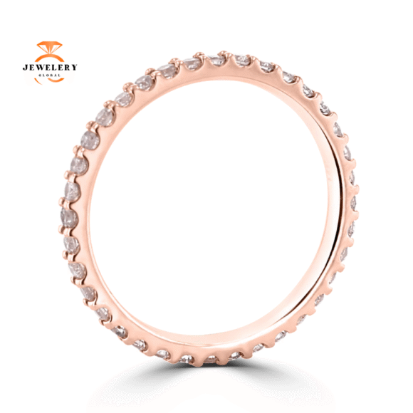 14KT ROSE GOLD 0.57 CTW LIGHT PINK DIAMOND ETERNITY BAND - Image 3
