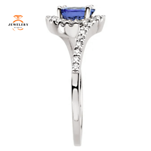 14KT ROUND TANZANITE & DIAMOND RING - Image 3