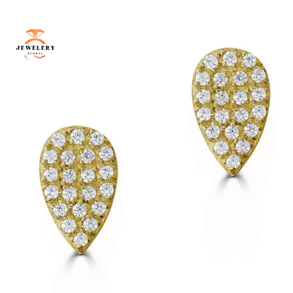 14KT GOLD 1/10 CTW DIAMOND PEAR SHAPE STUD EARRINGS - Image 3