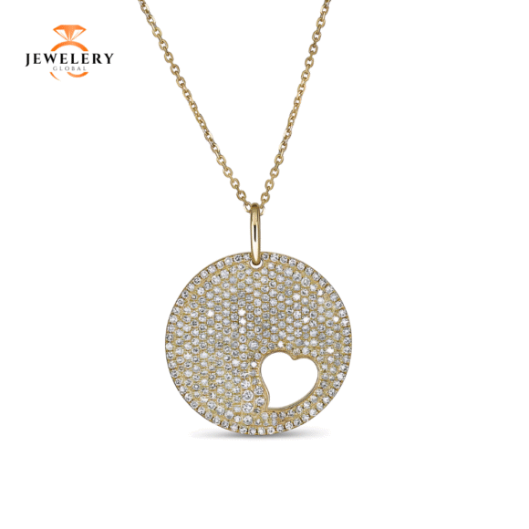 14KT 0.95CTW PAVE ROUND DIAMOND MOMMY & ME CIRCLE NECKLACE