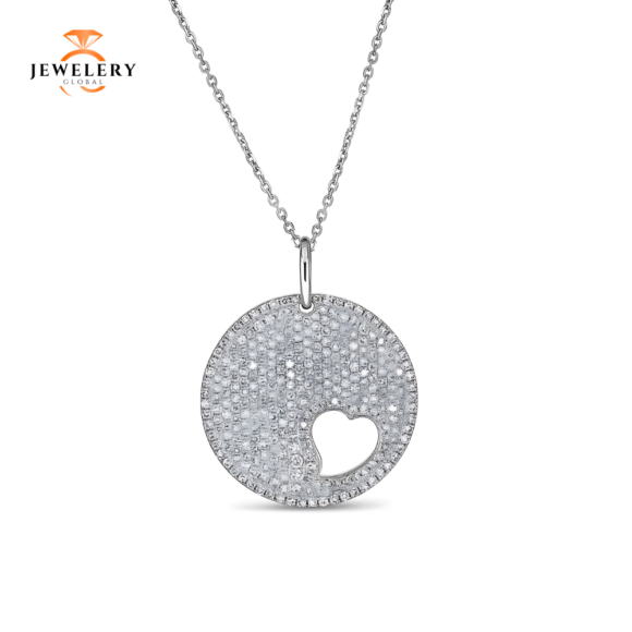 14KT 0.95CTW PAVE ROUND DIAMOND MOMMY & ME CIRCLE NECKLACE - Image 2
