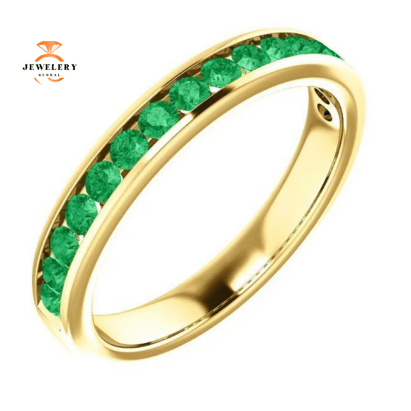 14KT GOLD 0.64 CTW EMERALD CHANNEL-SET BAND - Image 12