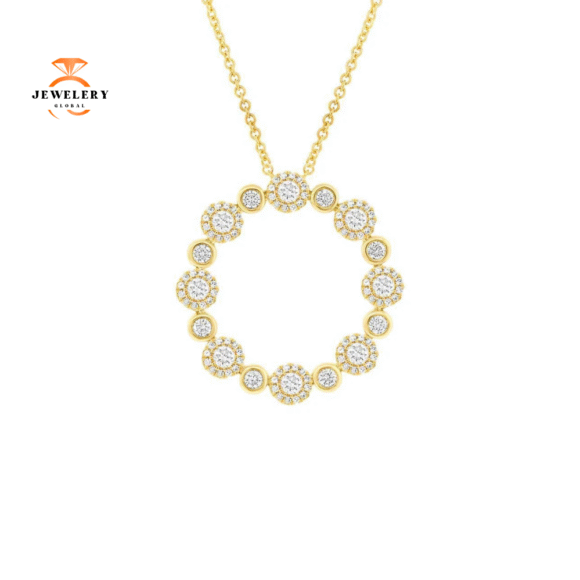 14KT GOLD 1.07 CTW ROUND DIAMOND CIRCLE NECKLACE - Image 2