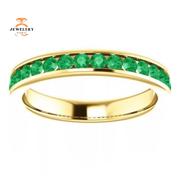 14KT GOLD 0.64 CTW EMERALD CHANNEL-SET BAND - Image 14