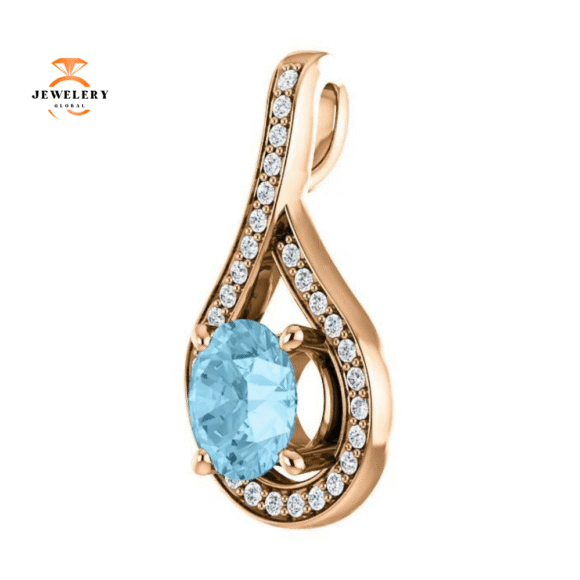 14KT GOLD 0.75 CT AQUAMARINE & .08 CTW DIAMOND DROP PENDANT - Image 8