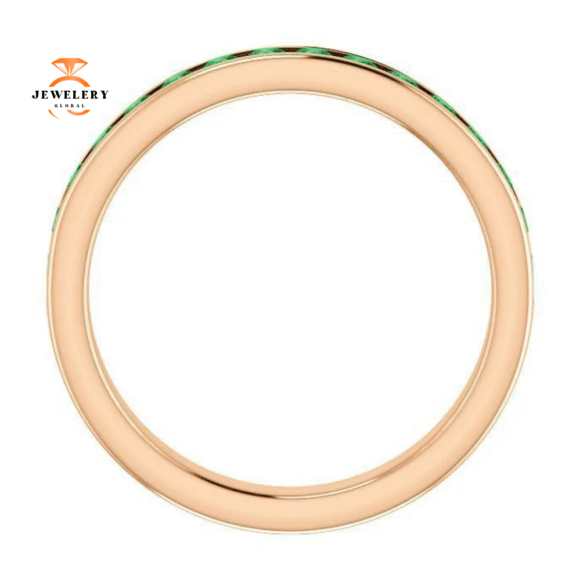 14KT GOLD 0.64 CTW EMERALD CHANNEL-SET BAND - Image 8