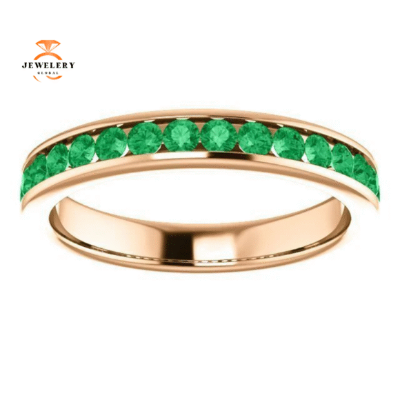 14KT GOLD 0.64 CTW EMERALD CHANNEL-SET BAND - Image 9