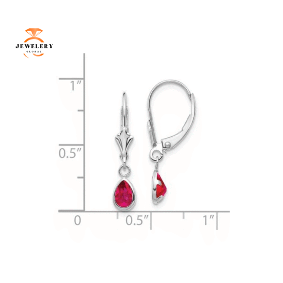 14KT GOLD 1.08 CTW PEAR SHAPE RUBY DANGLE EARRINGS - Image 5