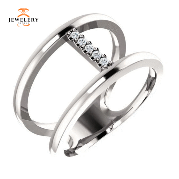 14KT GOLD .04 CTW DIAMOND NEGATIVE SPACE RING - Image 5
