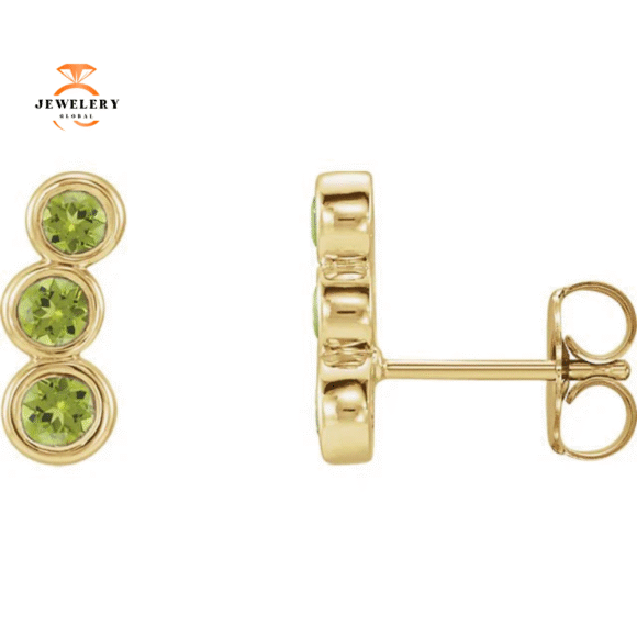 14KT GOLD 0.64 CTW PERIDOT EAR CLIMBER EARRINGS