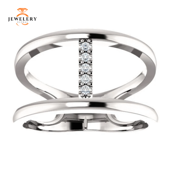 14KT GOLD .04 CTW DIAMOND NEGATIVE SPACE RING - Image 6