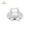14KT 1.48 CTW Diamond Halo Setting for 3 CT Emerald Cut Diamond